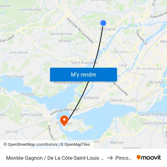 Montée Gagnon / De La Côte-Saint-Louis Est to Pincourt map