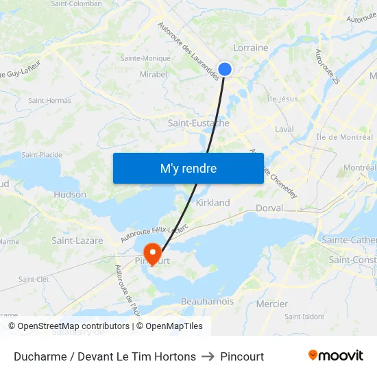 Ducharme / Devant Le Tim Hortons to Pincourt map