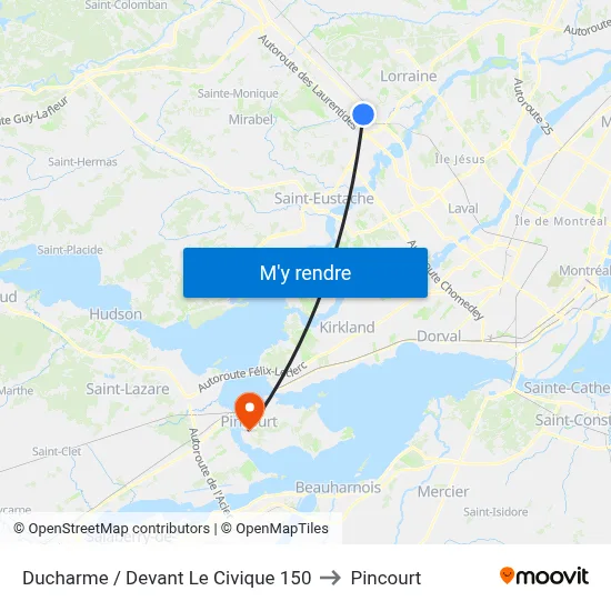 Ducharme / Devant Le Civique 150 to Pincourt map