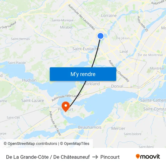 De La Grande-Côte / De Châteauneuf to Pincourt map