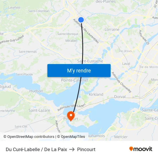 Du Curé-Labelle / De La Paix to Pincourt map