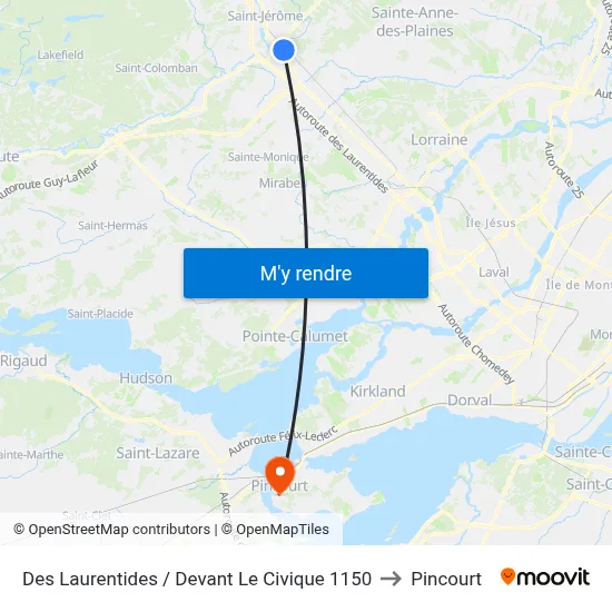 Des Laurentides / Devant Le Civique 1150 to Pincourt map