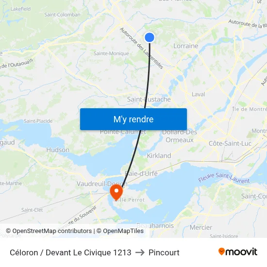 Céloron / Devant Le Civique 1213 to Pincourt map
