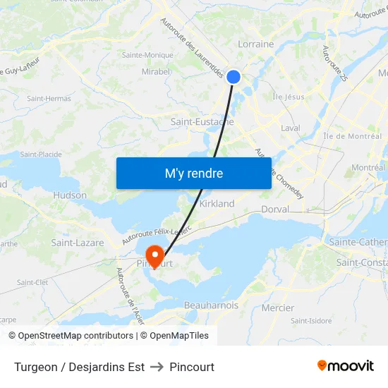 Turgeon / Desjardins Est to Pincourt map