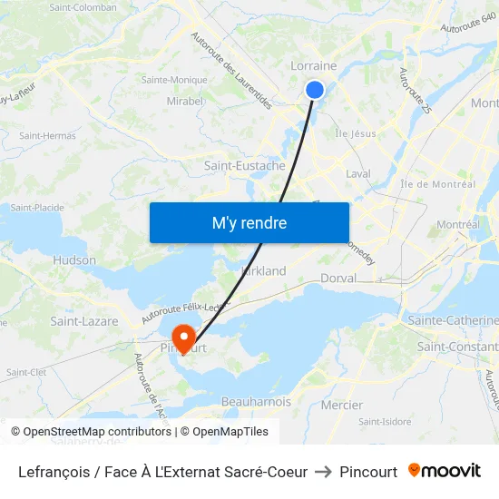 Lefrançois / Face À L'Externat Sacré-Coeur to Pincourt map
