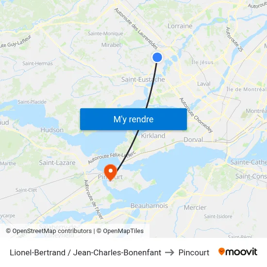 Lionel-Bertrand / Jean-Charles-Bonenfant to Pincourt map