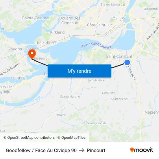 Goodfellow / Face Au Civique 90 to Pincourt map