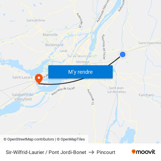 Sir-Wilfrid-Laurier / Pont Jordi-Bonet to Pincourt map