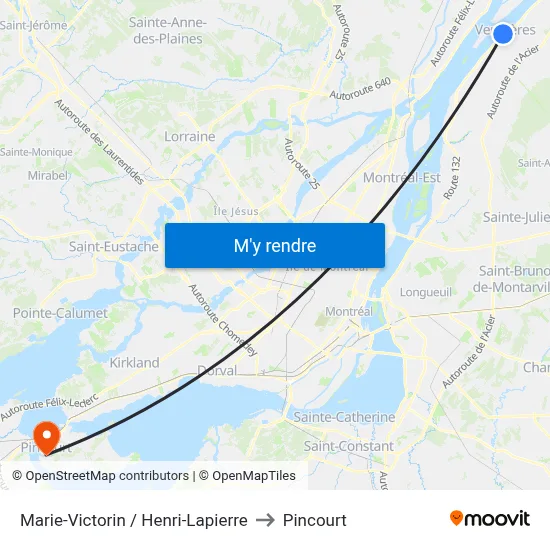 Marie-Victorin / Henri-Lapierre to Pincourt map