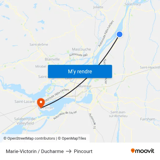 Marie-Victorin / Ducharme to Pincourt map