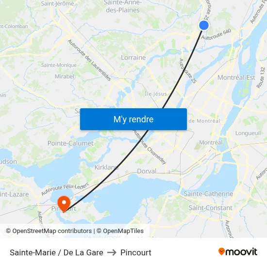 Sainte-Marie / De La Gare to Pincourt map