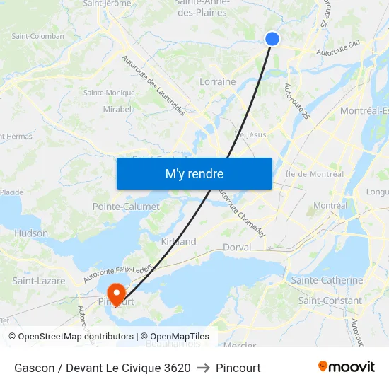Gascon / Devant Le Civique 3620 to Pincourt map