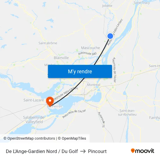 De L'Ange-Gardien Nord / Du Golf to Pincourt map