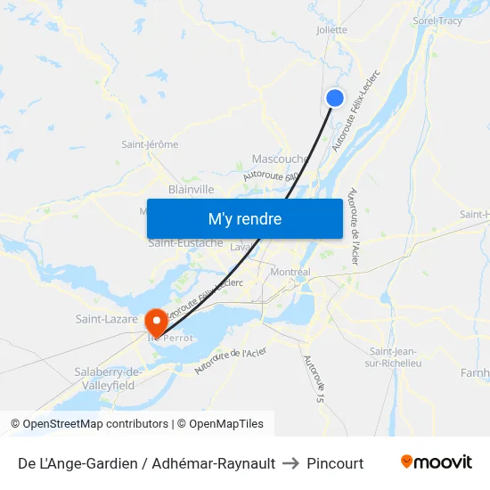 De L'Ange-Gardien / Adhémar-Raynault to Pincourt map