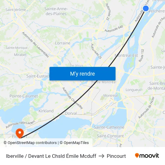 Iberville / Devant Le Chsld Émile Mcduff to Pincourt map