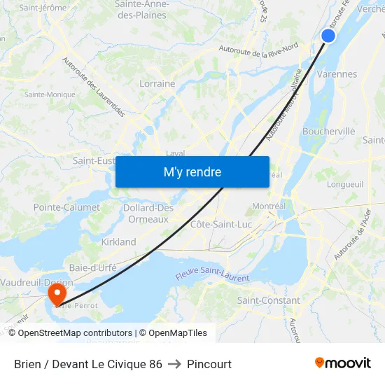 Brien / Devant Le Civique 86 to Pincourt map