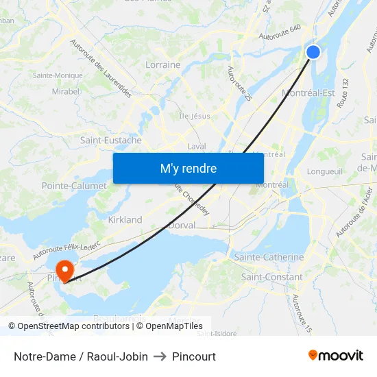 Notre-Dame / Raoul-Jobin to Pincourt map