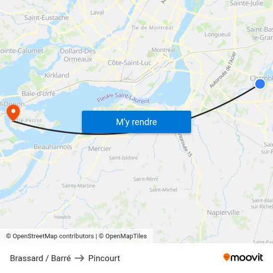 Brassard / Barré to Pincourt map