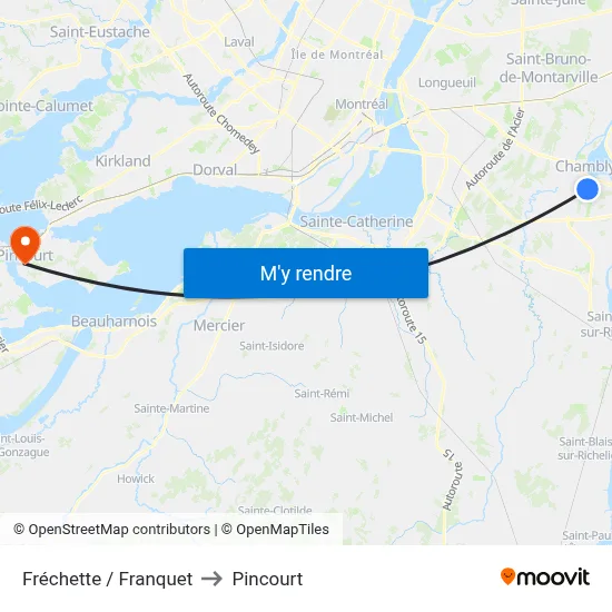 Fréchette / Franquet to Pincourt map
