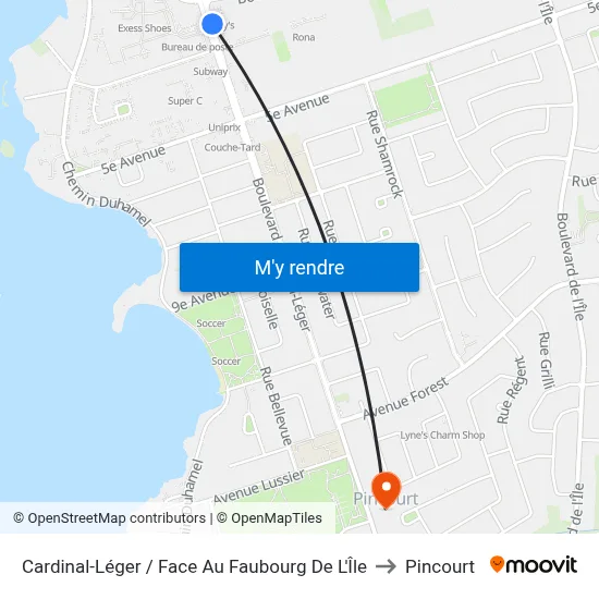 Cardinal-Léger / Face Au Faubourg De L'Île to Pincourt map