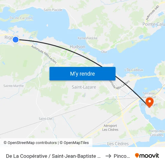 De La Coopérative / Saint-Jean-Baptiste Est to Pincourt map