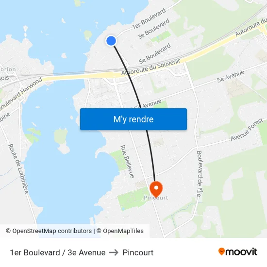 1er Boulevard / 3e Avenue to Pincourt map