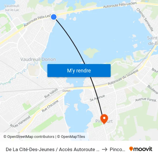 De La Cité-Des-Jeunes / Accès Autoroute 40-E to Pincourt map