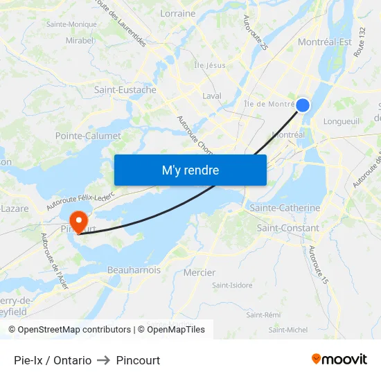 Pie-Ix / Ontario to Pincourt map