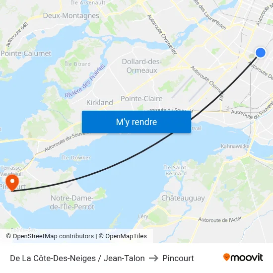 De La Côte-Des-Neiges / Jean-Talon to Pincourt map