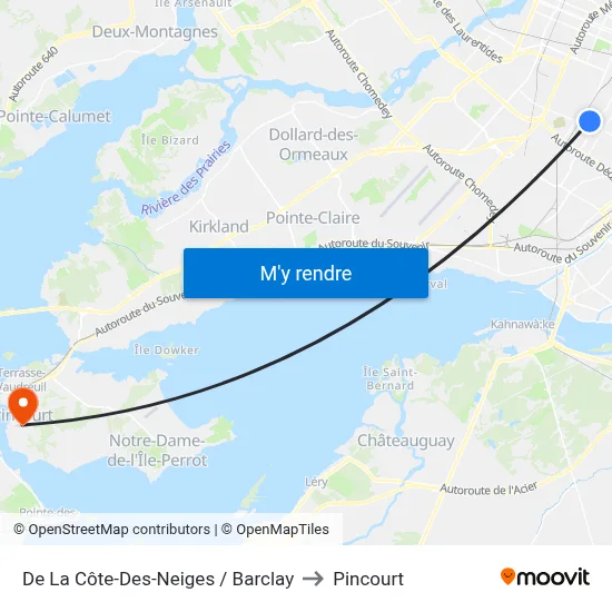 De La Côte-Des-Neiges / Barclay to Pincourt map