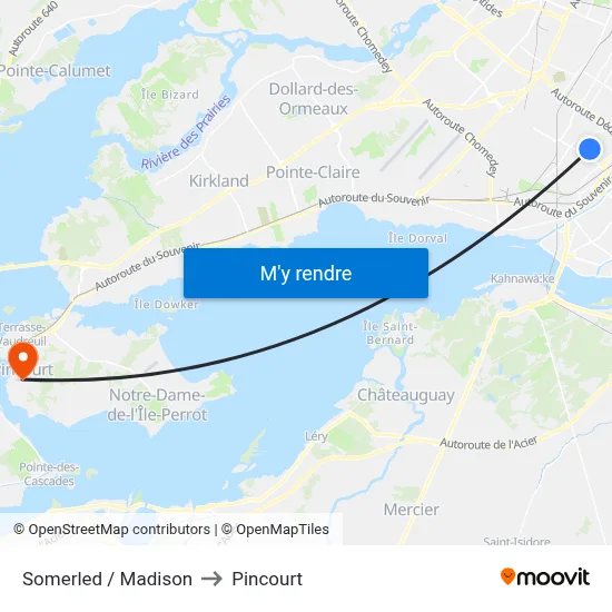 Somerled / Madison to Pincourt map