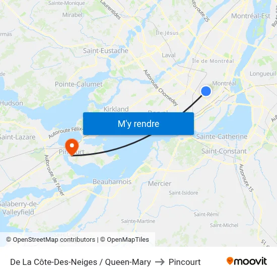 De La Côte-Des-Neiges / Queen-Mary to Pincourt map