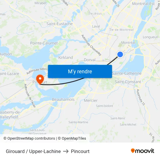 Girouard / Upper-Lachine to Pincourt map