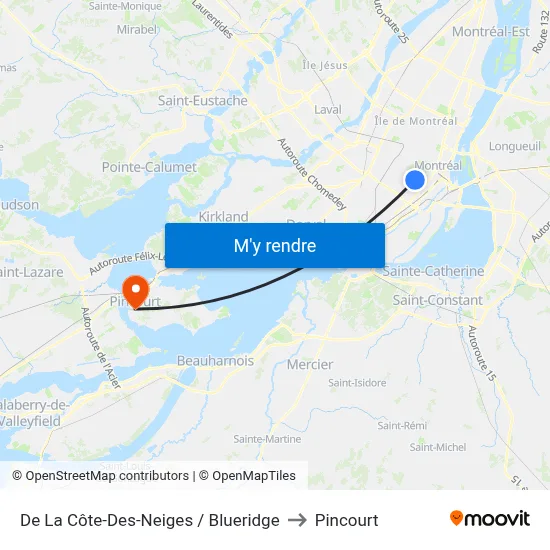 De La Côte-Des-Neiges / Blueridge to Pincourt map