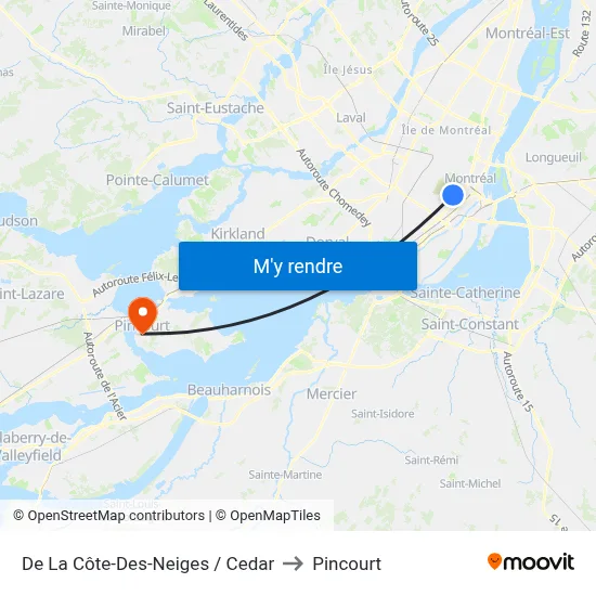 De La Côte-Des-Neiges / Cedar to Pincourt map