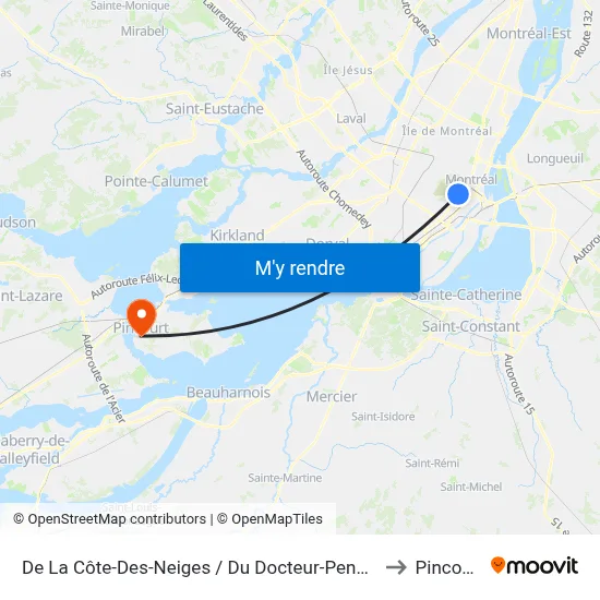 De La Côte-Des-Neiges / Du Docteur-Penfield to Pincourt map
