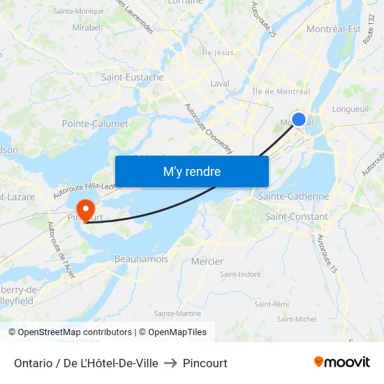 Ontario / De L'Hôtel-De-Ville to Pincourt map