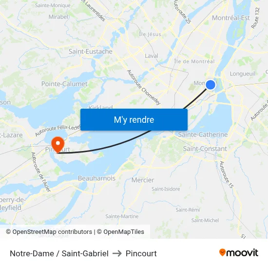 Notre-Dame / Saint-Gabriel to Pincourt map