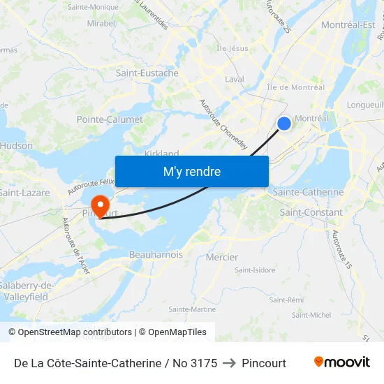 De La Côte-Sainte-Catherine / No 3175 to Pincourt map