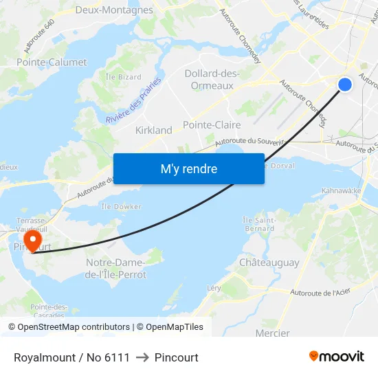 Royalmount / No 6111 to Pincourt map