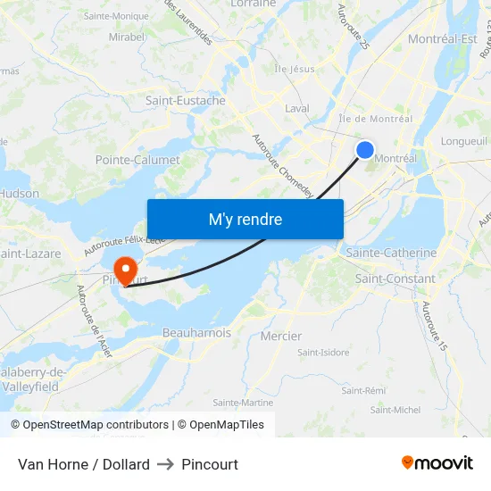 Van Horne / Dollard to Pincourt map