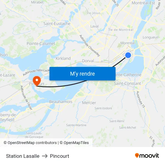 Station Lasalle to Pincourt map