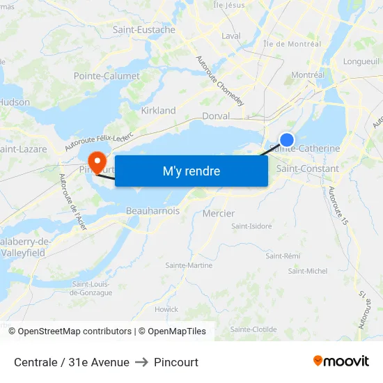 Centrale / 31e Avenue to Pincourt map