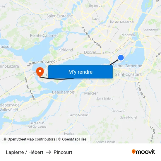 Lapierre / Hébert to Pincourt map