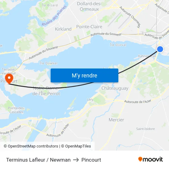 Terminus Lafleur / Newman to Pincourt map