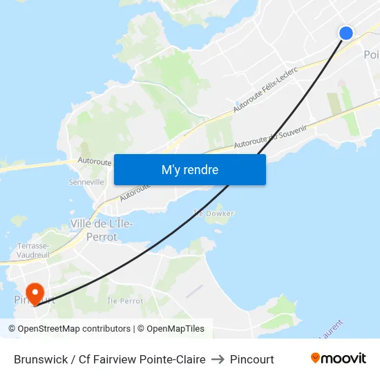 Brunswick / Cf Fairview Pointe-Claire to Pincourt map