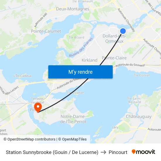 Station Sunnybrooke (Gouin / De Lucerne) to Pincourt map