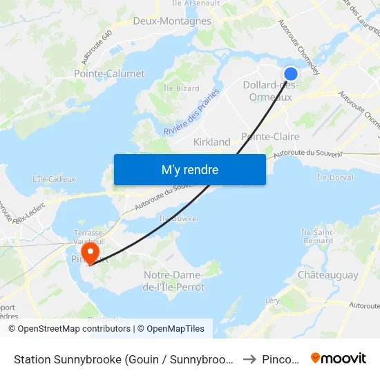 Station Sunnybrooke (Gouin / Sunnybrooke) to Pincourt map