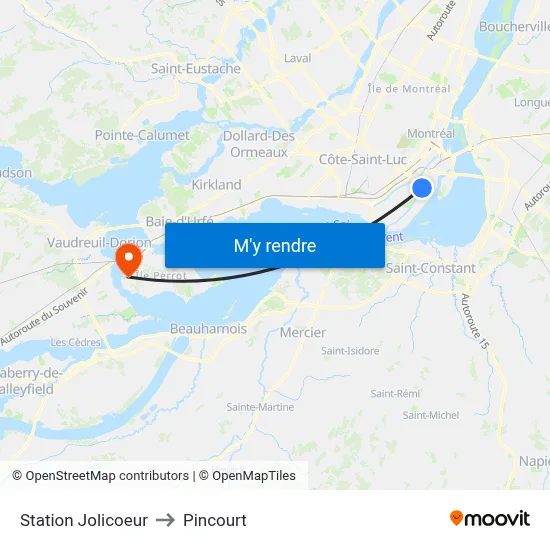 Station Jolicoeur to Pincourt map