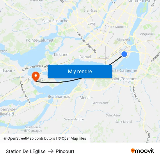 Station De L'Église to Pincourt map